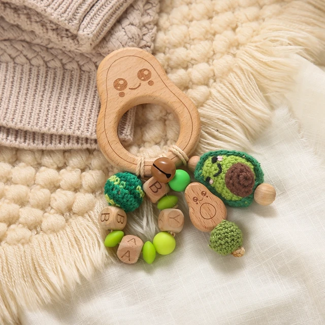 1Pcs Wooden Teether Blocks Pacifier Chain Safe Pendant Products Baby Animal Natural Beech Teething Newborn Educational Toys 2