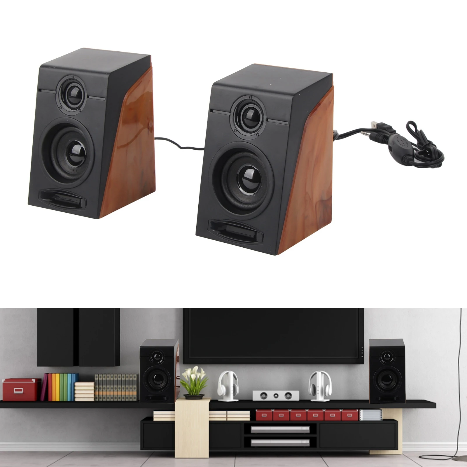 ZK30 PC Speakers HiFi Deep Bass Adjustable Volume Plug and Play Desktop Speakers for TVs Computers Laptops Phones