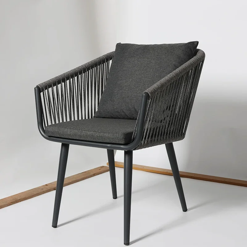 Fulin Outdoor Furniture Coffee Chair Steel Aluminum Frame Stackable PE Rattan Garden Chair Table
