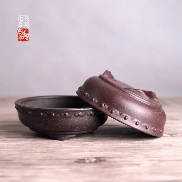 Kerámia Kör Dobmintás Minta Bonsai Pot Hagyomány A Kerti Otthoni Asztal Dekoráció