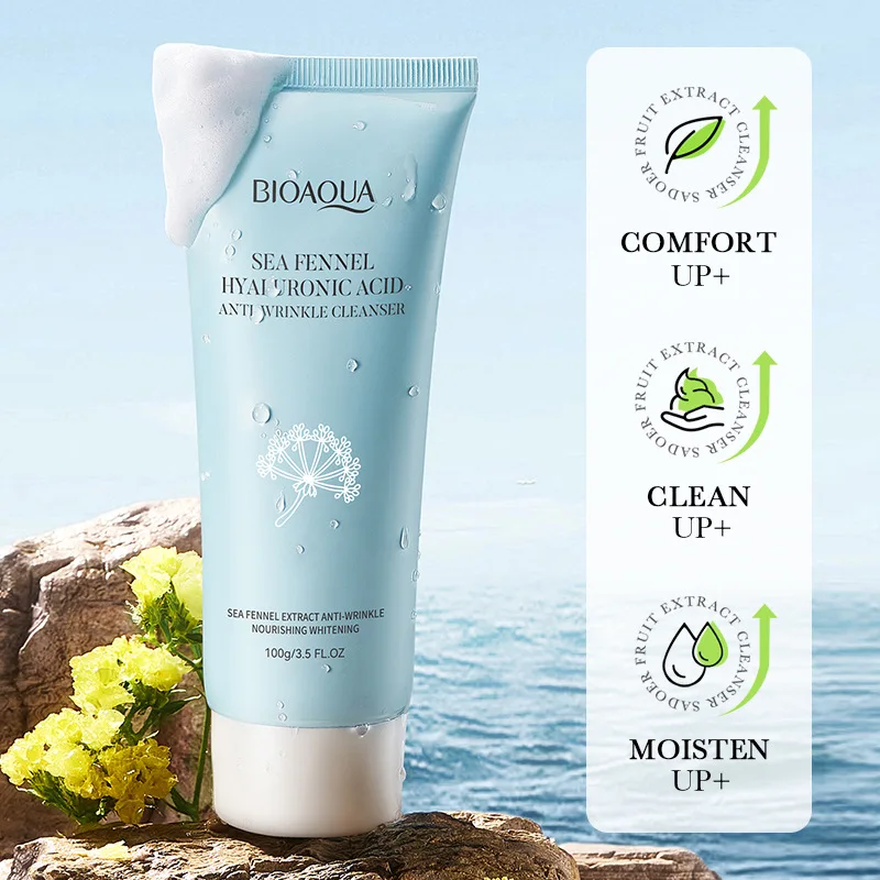 Sea Fennel Hyaluronic Acid Facial Cleanser Moisturizing Firming Brightening Face Wash Foam