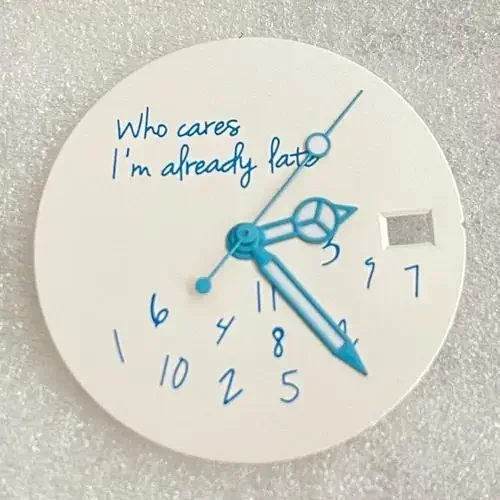 Sleek 28.5mm DIY Watch Dial – Bold 'It's Already Late' Design
