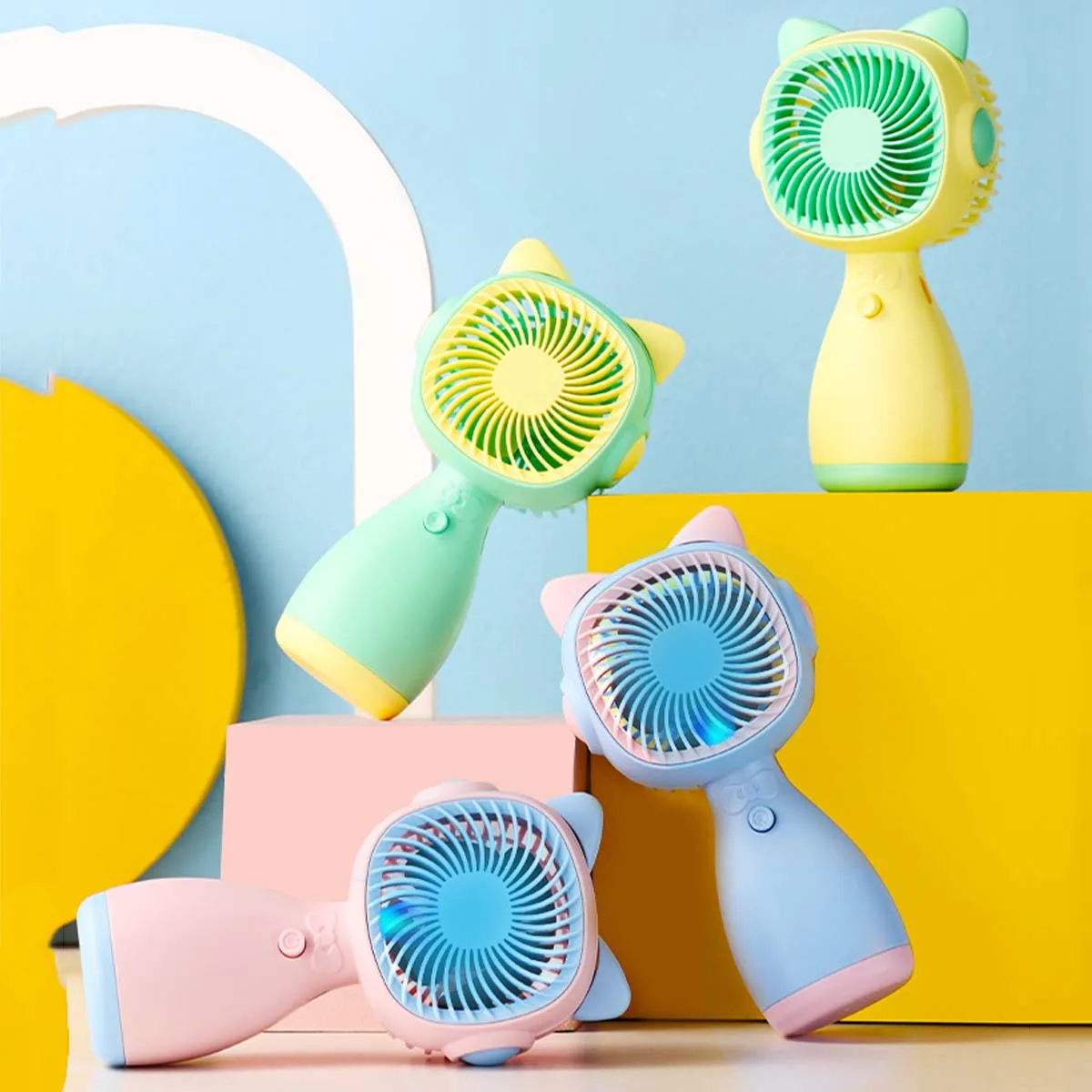 휴대용 선풍기 미니 USB 충전식 선풍기 책상 테이블, 베이스 포함, 작은 메이크업 음소거 쿨러, 여아 어린이 야외 기숙사 홈 랩  Best5