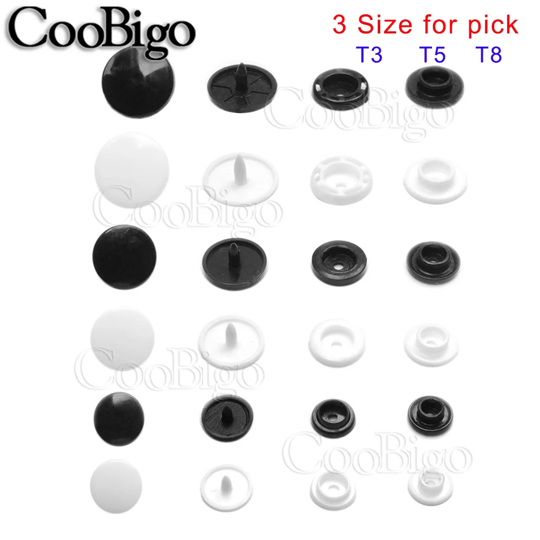 T3 T5 T8 Plastic Snap Buttons Press Fasteners Installer Plier Tool Kit Sewing Accessory Round 4 In 1 Black White 10mm 12mm 14mm 2
