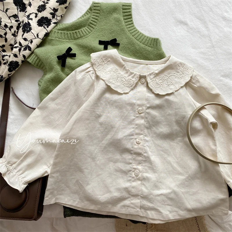 

Детская Однотонная рубашка с длинным рукавом, на возраст 1-6 лет