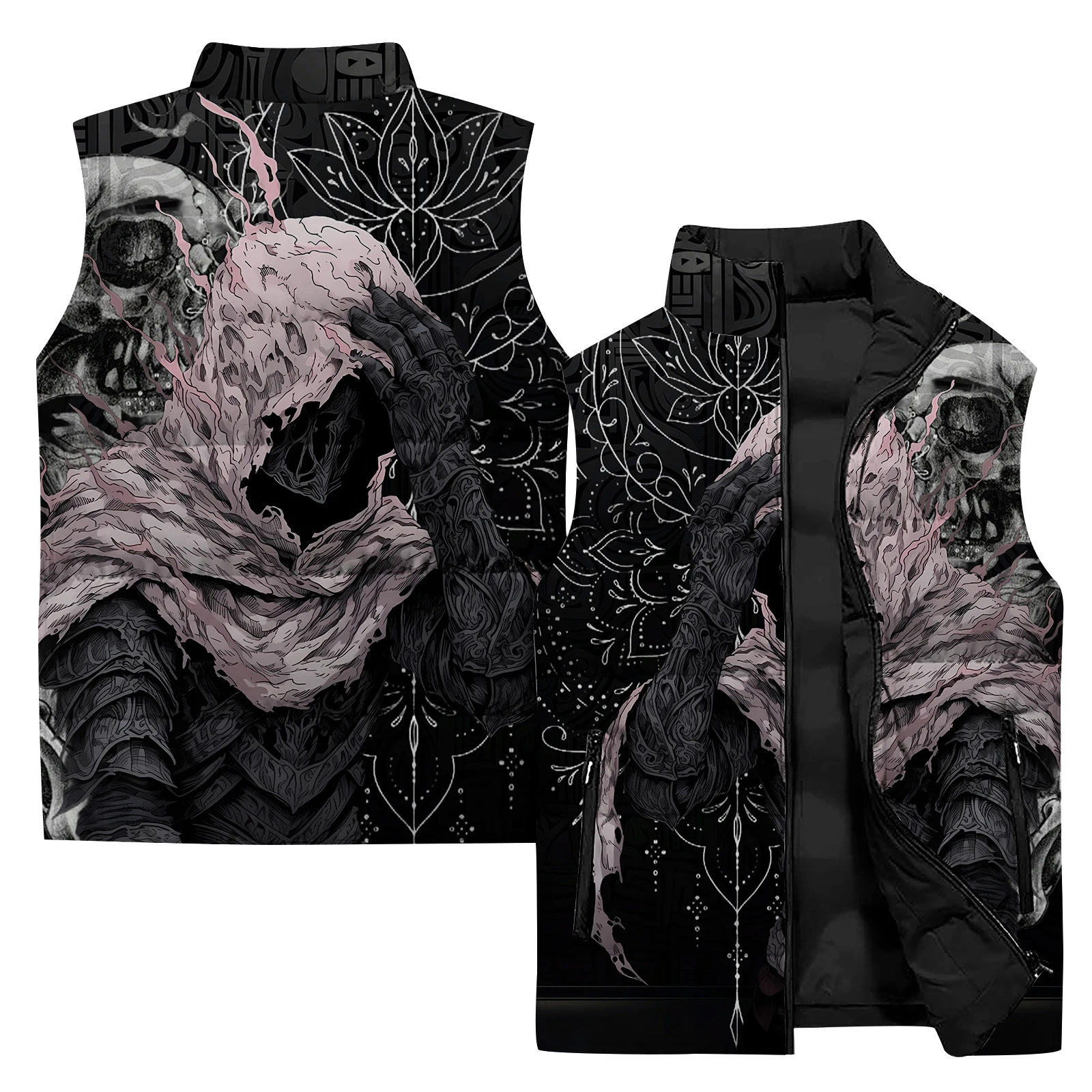 thumbnail image 1 of Chaqueta sin mangas de invierno para hombre, chaqueta con estampado retro 3D, chaleco para deportes al aire libre, chaqueta informal de moda para hombre, cortavientos, 1 of 5
