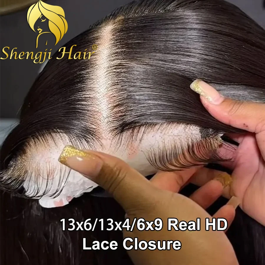 

Shengji HD Lace 13x4 13x6 HD Lace Frontal Only Deep Part Melt Skin Straight Hair Pre Plucked invisible 9x6 HD Lace Closure Only