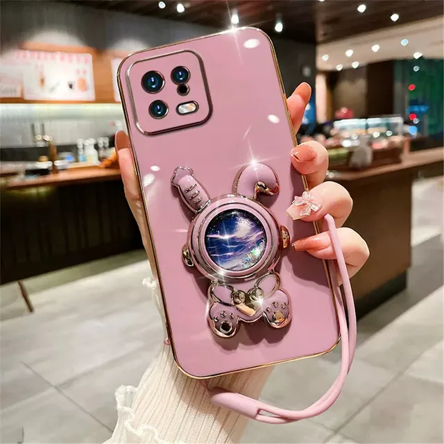 Funda con soporte de conejo de arena movediza para Xiaomi Redmi Note 12 Pro Plus 12S 11 11S 10 9 Pro 8T 10S 9S 12C A1 Plus 10C con cordón - Image 3