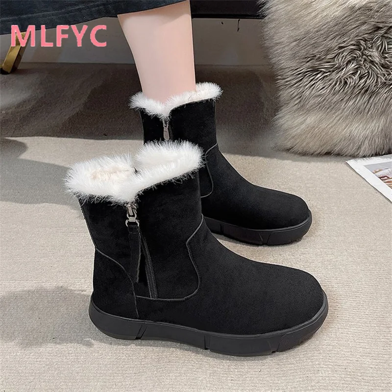 Thick soled snow boots for women in 2023 new winter plush thick insulation comfort boots versatile cotton shoes short boots