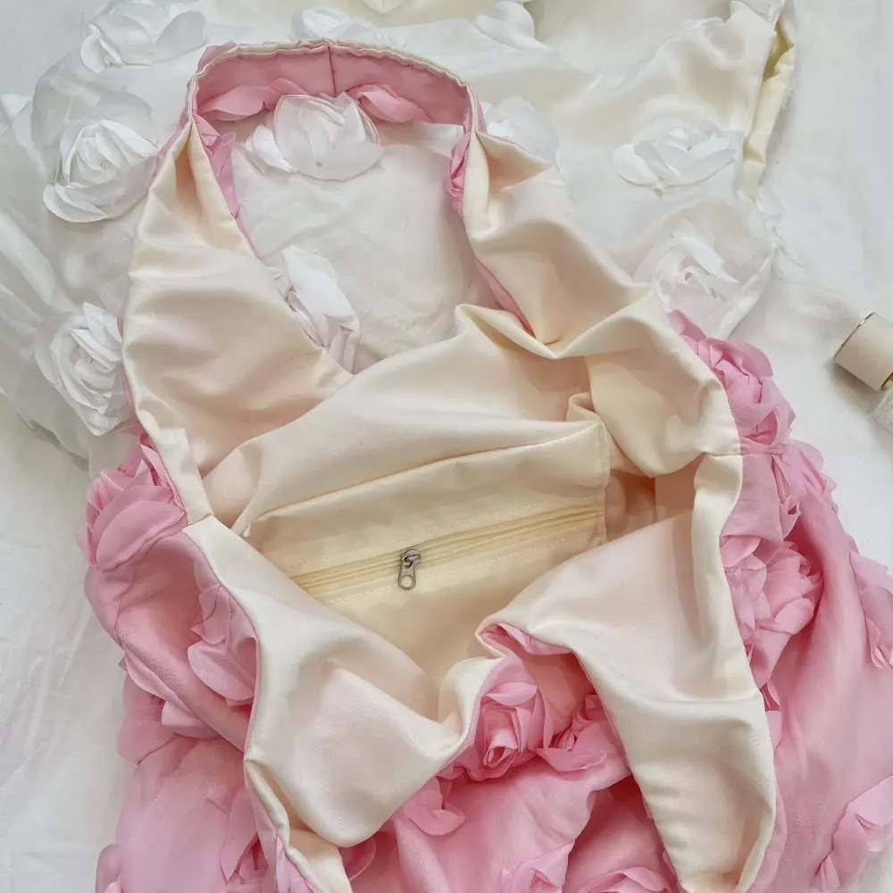 JIAERDI Fairycore Floral Pink Shoulder Bags For Women Sweet Rose Portable Large Capacity Handbag Female Retro Y2k Bag Aesthetic