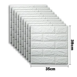 10-Pack Self-Adhesive 3D Foam Wall Stickers - Waterproof Peel-and-Stick Brick Wallpaper - 10PCS (1)