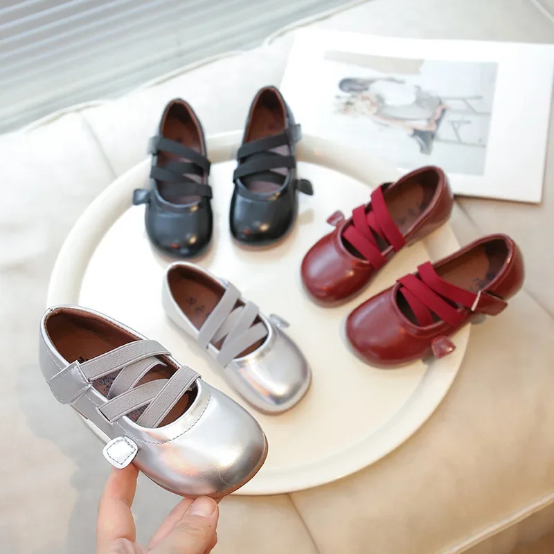Fashion Girls' Ballet Shoes Spring Autumn New Little Kids Princess Shoes Soft Sole Fashion Baby Small PU Leather Flats