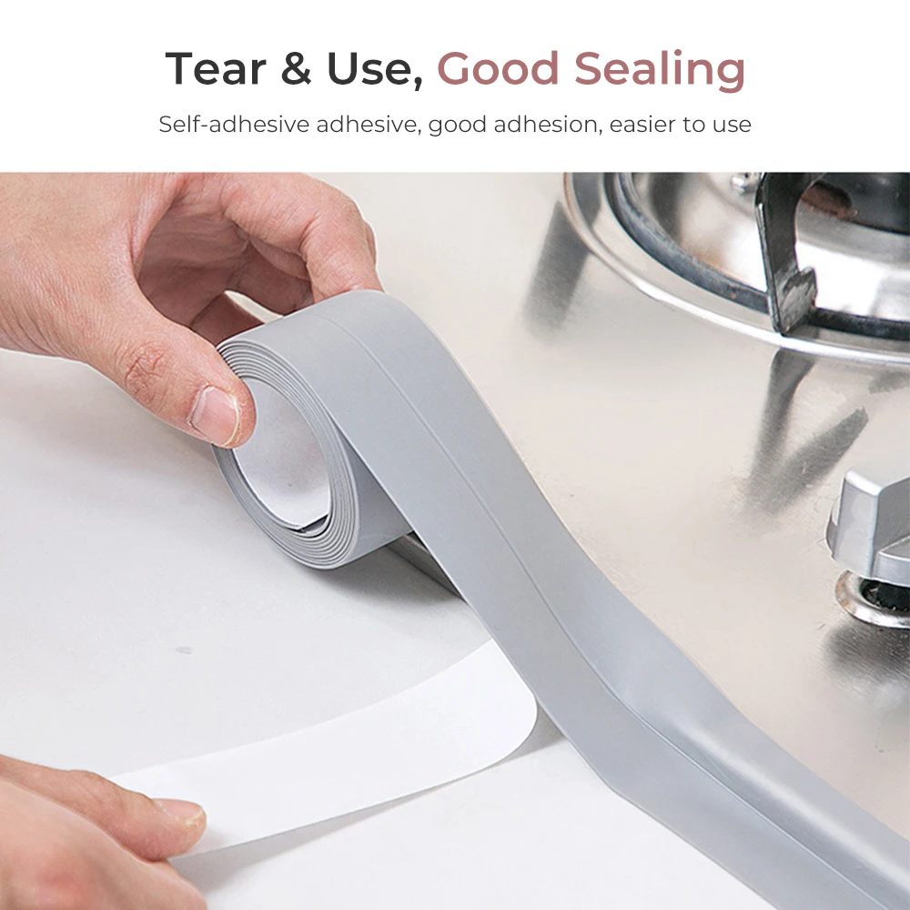 Sealing Strip Tape PVC Sealing Strip Tape Bathroom Bath Toilet Caulk Tape Self Adhesive Waterproof Mildew Proof Tapes For Kitchen Sink Wall Corner