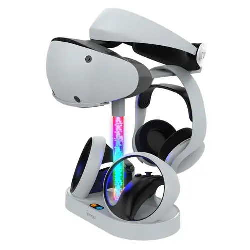 PS VR2 용 자기 흡수 레인보우 충전 스탠드, 다채로운 RGB 조명, 핸들 시트, 안경 헤드셋 보관 가능 4