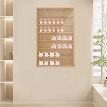 7-Tier Wall-Mounted Wooden Display Cabinet with Clear Acrylic Door 1