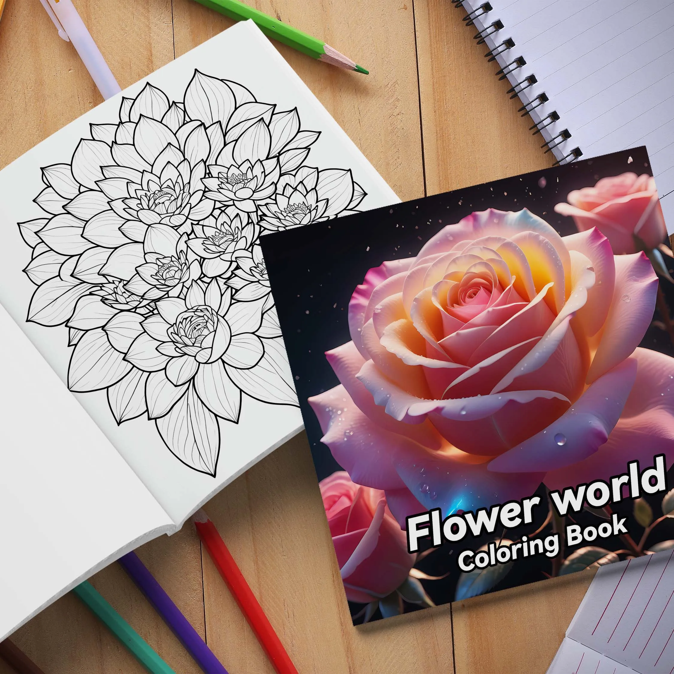 FLOWER WORLD Coloring Book For Children Adult Relieve Stress Kill Time Painting Art Book 4