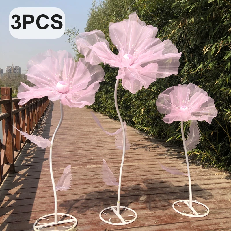 

Wedding Road Lead Flowers 160cm Wedding Stage Layout Decoration Window Display Ornaments Silk Mesh Flower Home Garden Decoration