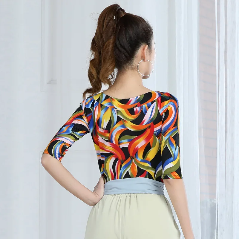 latin dance tops women's long sleeves modern dance suit social practice cheap clothes balloom salsa dancer top