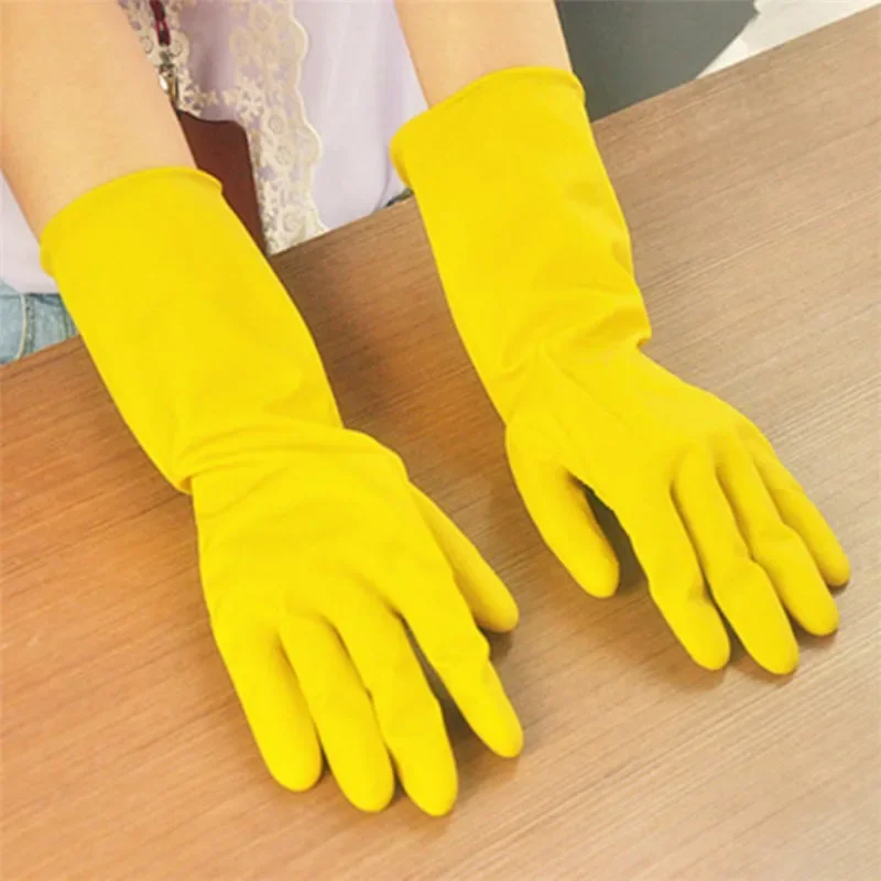 Yellow Rubber Gloves Wash Dishes Waterproof Latex Rubber Laundry Cleaning Kitchen Gloves dishwashing gloves cleaning gloves