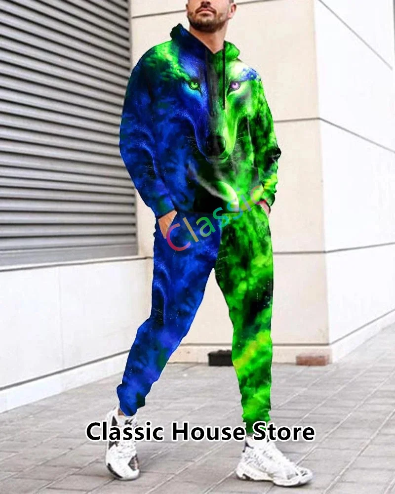 Men's Tracksuit 2 Piece Set Long Sleeve Hoodie+Trousers Set HAHA 3D Printed Casual Sweashirt Pullover Suit Fashion Male Clothing