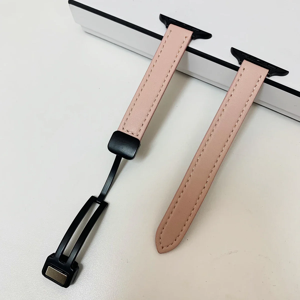 Elegant Leather Magnetic Strap with Slim Folding Buckle