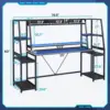 SEDETA Gaming Desk 78.8'' with LED Lights Hutch and Storage Shelves Computer Desk with Monitor Stand Large PC Gamer Desk 2