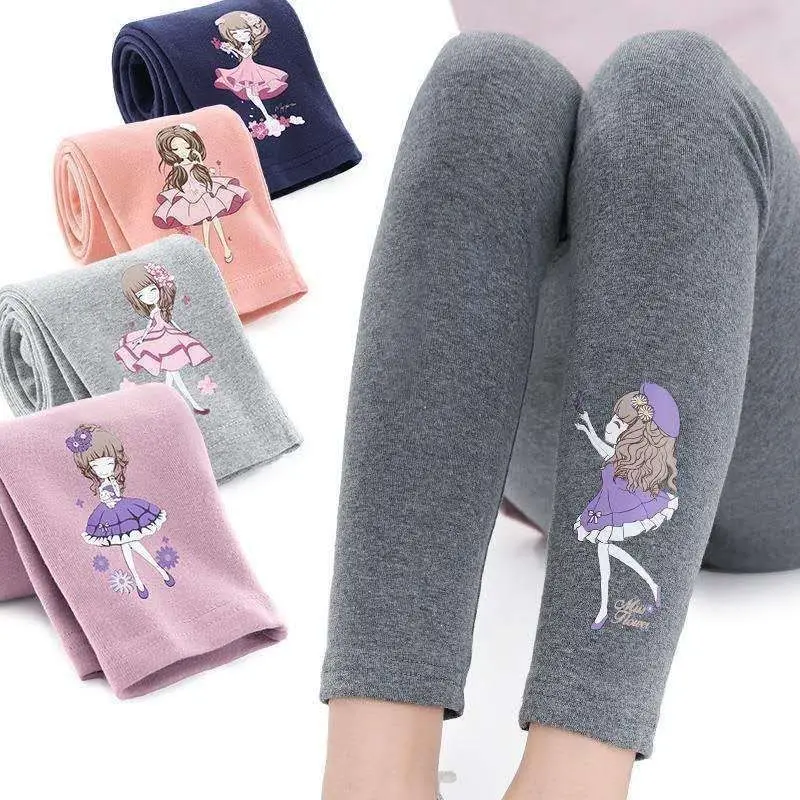 

Girls' Underpants 5-12Y Children's Spring Autumn Cartoon Pants Small Girls Wear Slim Pants