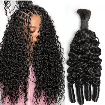 Human Hair Bulk Boho Braids Burmese Curly Bundles Human Hair Bulks For Bohemian Knotless Braiding Virgin Crochet Hair Extensions 1
