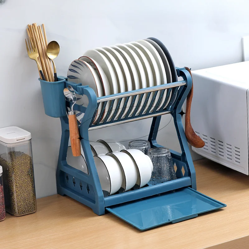 Kitchen drainage bowl and dish rack, tableware rack, desktop double