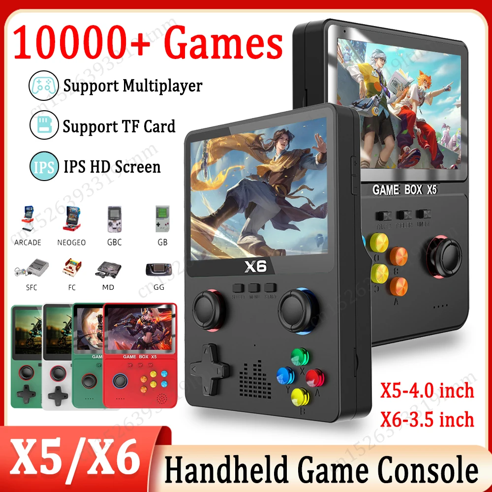 LYEAA Consola Portátil X6 Con Pantalla IPS De 3.5" – 2000 MAh, 11 Simuladores, Soporte Para TV Y Mando, Ideal Para Adultos Y Niños (Negro)
