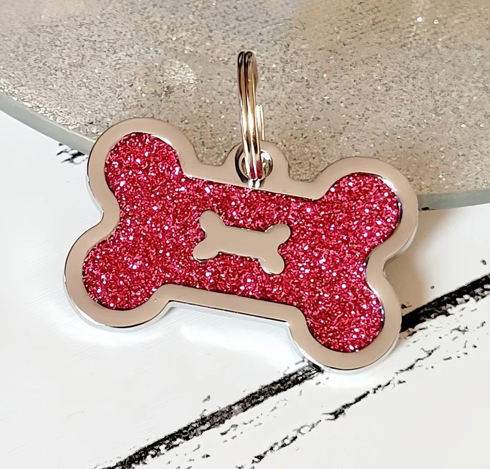 Strass Forma Ossa Etichette Cane Personalizzate Disco Nome - Foto 4