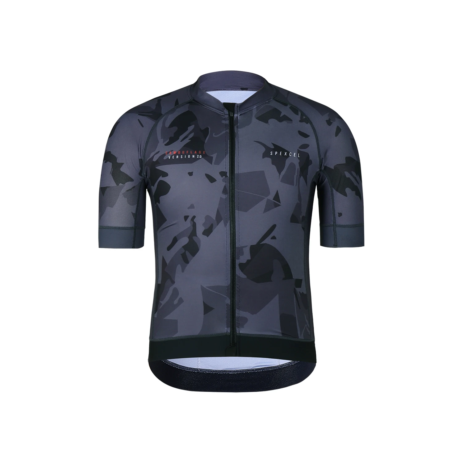thumbnail image 1 of Maillot de ciclismo de manga corta SPEXCEL 2022 All New Aero Fit Camouflage 2.0 Pro Tejido ligero y de secado rápido para hombre Gris oscuro, 1 of 4