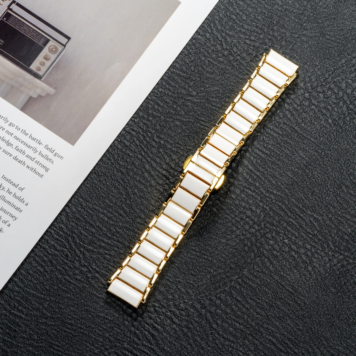Premium 18mm Ceramic Watch Strap with Durable Metal Butterfly Buckle