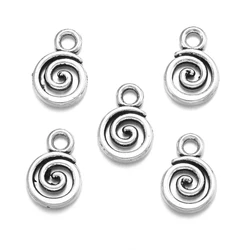 40pcs Multi - Color Swirl Alloy Charms for DIY Jewelry Making, 8x11mm (Antique Silver Plated)