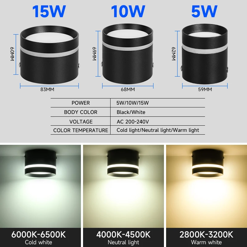 Led Downlight Room Decor Spot Down Spotlight 220V Surface Mounted Lamp Home Appliance For Indoor Lustre Ceiling Light Fixtures