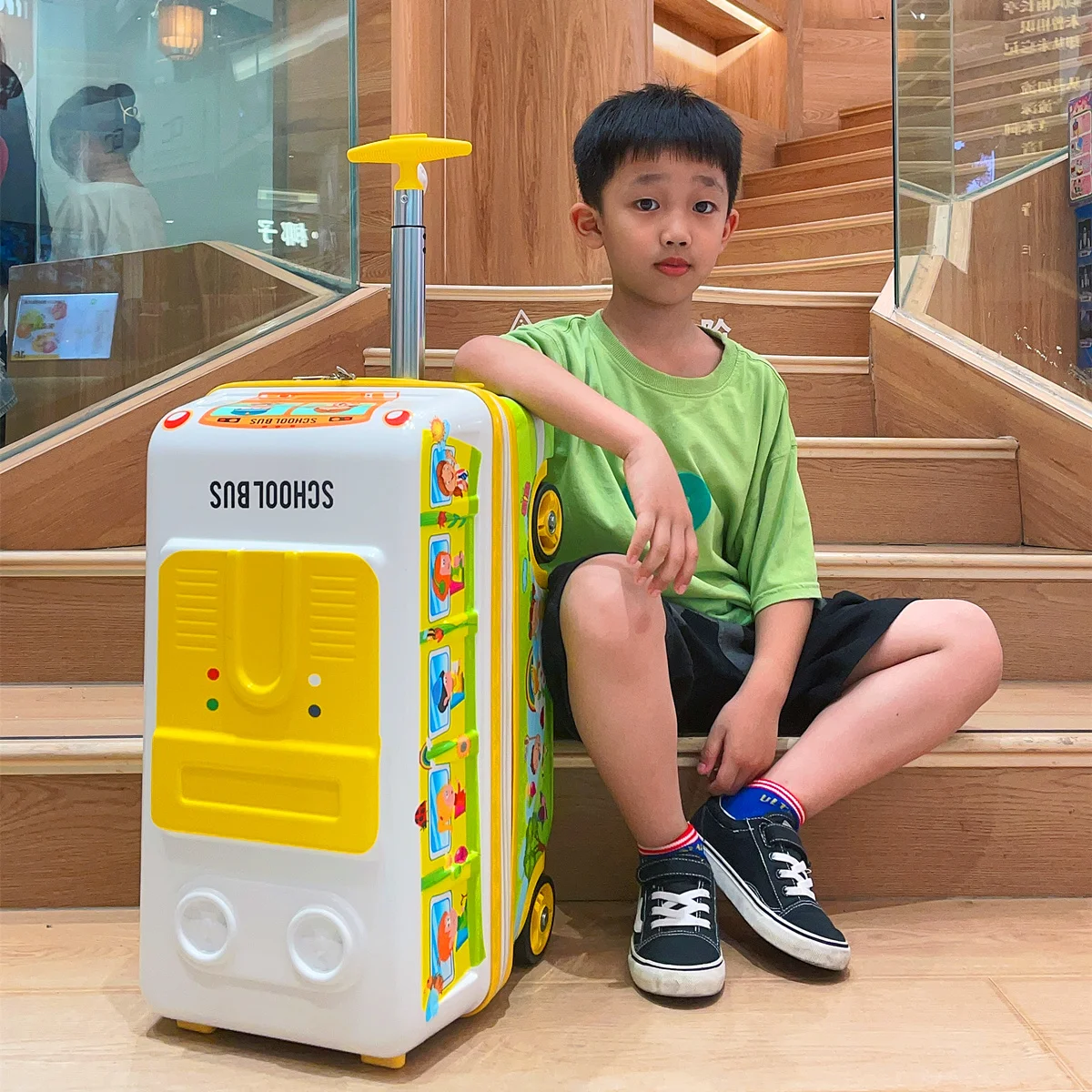 children's travel suitcase Cute cartoon kid's luggage Can be sat and ridden suitcases on wheels zipper rolling luggage case