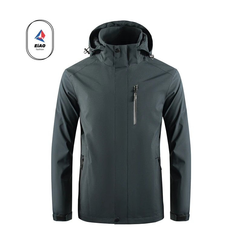 Spring  Autumn Jackets Casual Sports Detachable Hooded Workwear Outdoor Reflective  Wear-resistant Pockets Windproof Windbreaker