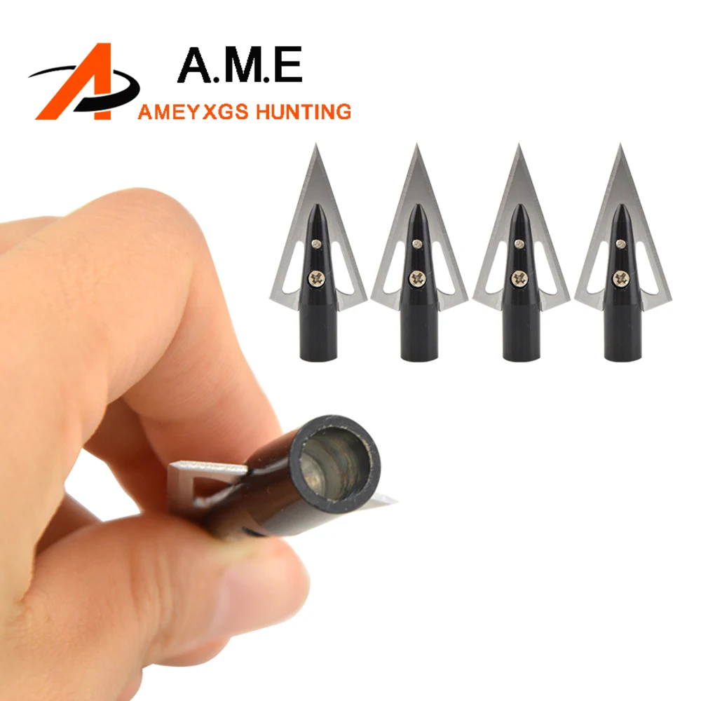 

6/12Pcs Hunting Blades Broadheads Archery 100 Grain Stainless Steel Arrowheads for OD 8mm Arrow Shaft Bow Shooting Arrow Tips