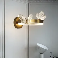 Applique Murale de Chambre à Coucher, Moderne, Contractée, Filet Rouge, Papillon, Lampe de Chambre d'Enfant, Lumière de Fond Luxueuse, Canal Lumineux 3