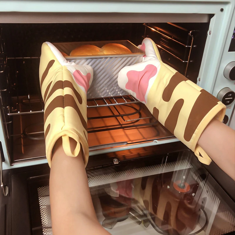 Kitchen Gloves Single Microwave Cotton Gloves Cute Cat Paws Oven Insulation Gloves Single Kitchen Baking Supplies