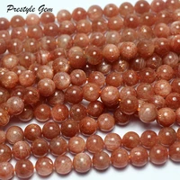 Meihan (Free Shipping) Natural Brazil A++  Golden Sunstone Smooth Round Stone For Jewelry Bracelet DIY Making Design 1