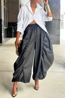 Women Plus Size Ruched Drawstring Pants Harajuku Elastic Waist Loose Cargo Pant Casual High Street Trousers 2025 Fashion Pant - Image 5