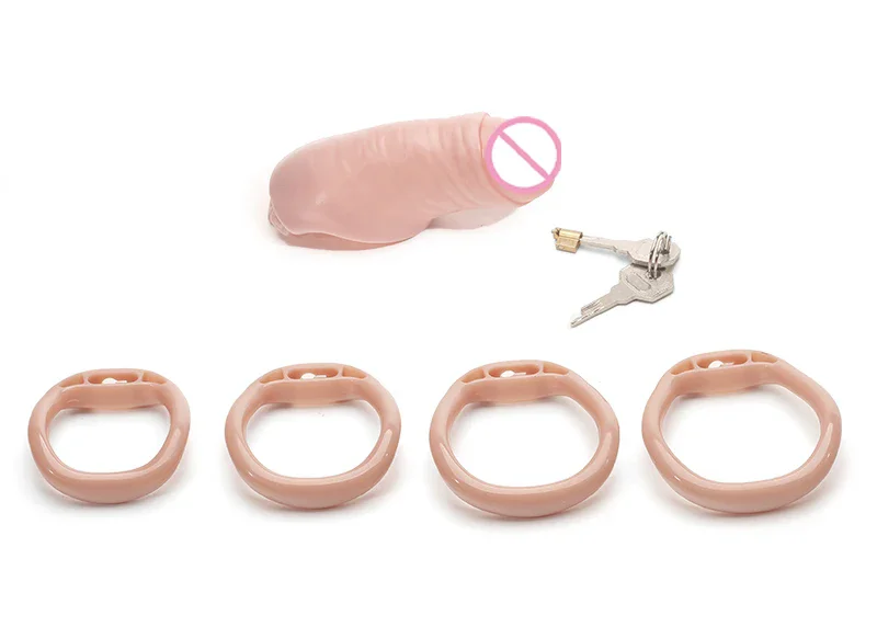 Imitation Penis Chastity Cage Men's Small Locking Cylinder Bondage Cock Lock 4 Size Ring Anti-Cheating Abstinence Device Sex Toy