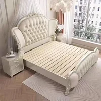 Lit double nordique 180x200cm avec tête de lit, cadre de lit complet pour chambre à coucher, ensemble de meubles de chambre à coucher royale ﻿   Luxe 5