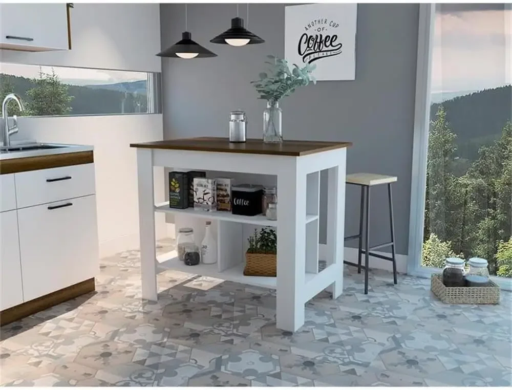 TUHOME Cala Kitchen Island Engineered Wood Kitchen Islands in Multi-Color
