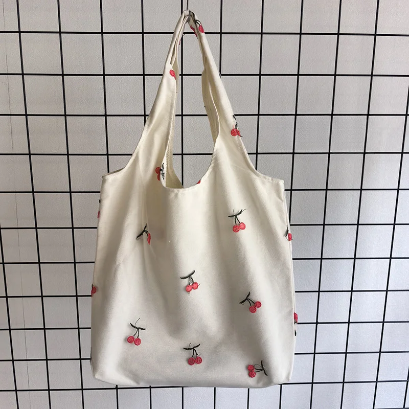 Embroidered canvas bag for leisure travel, women's bag for artistic, large capacity, versatile, one shoulder convenient bag, student bag_voghion.com