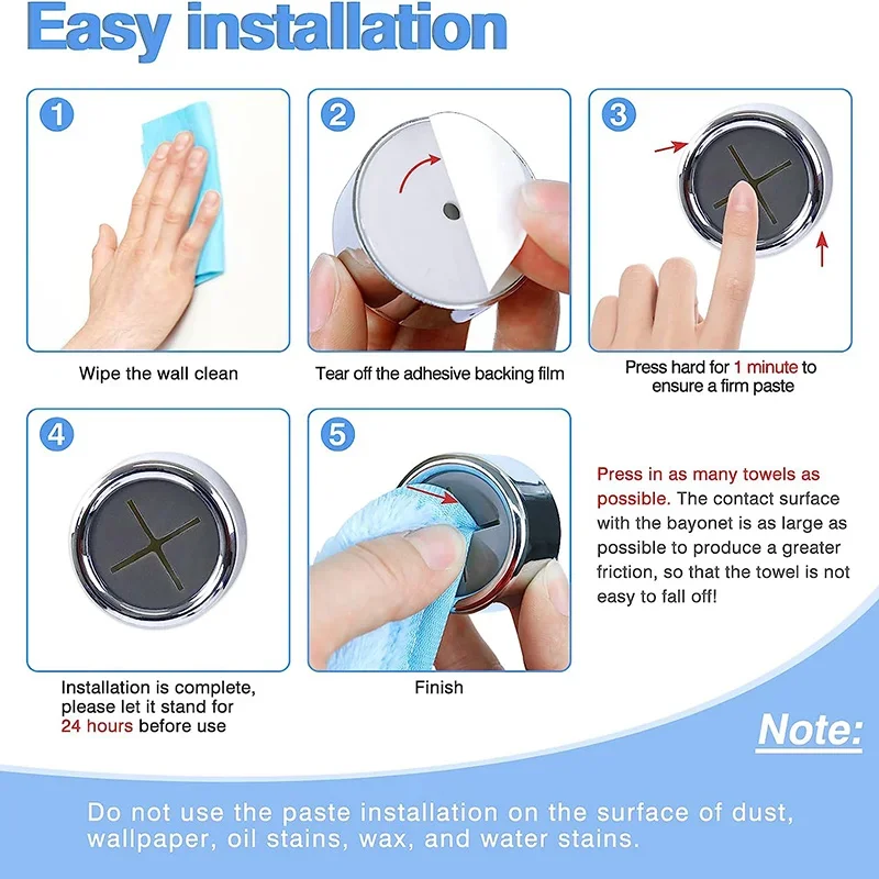 Kitchen Towel Holder Dish Towel Hooks No Drilling Self-Adhesive Wall Mounted Hanger Storage Bathroom Shower Home 2Pcs
