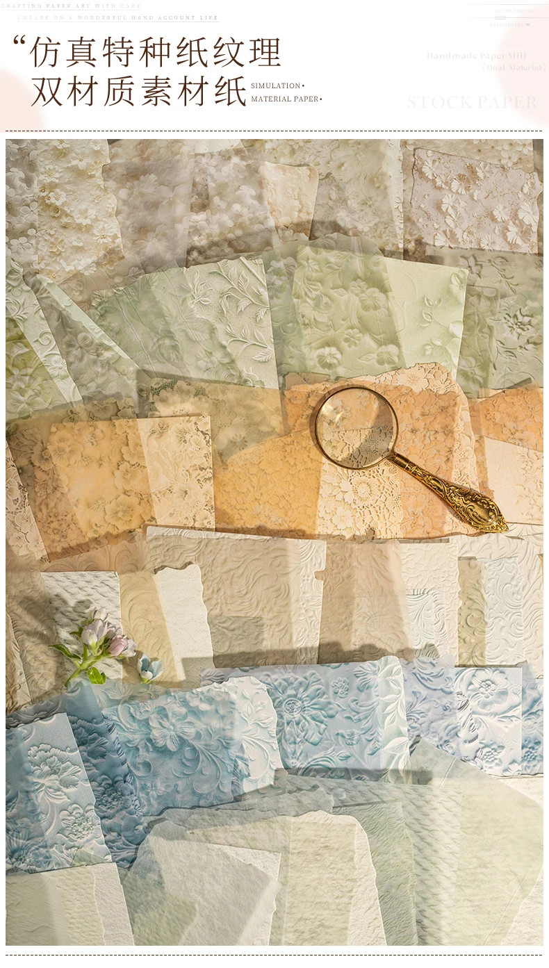 20 teile/paket Vintage Textur Reliefs Papier DIY Scrapbooking Collage Materialien Dekor Junk Journal Ästhetik Hintergrund papier – Detail 4