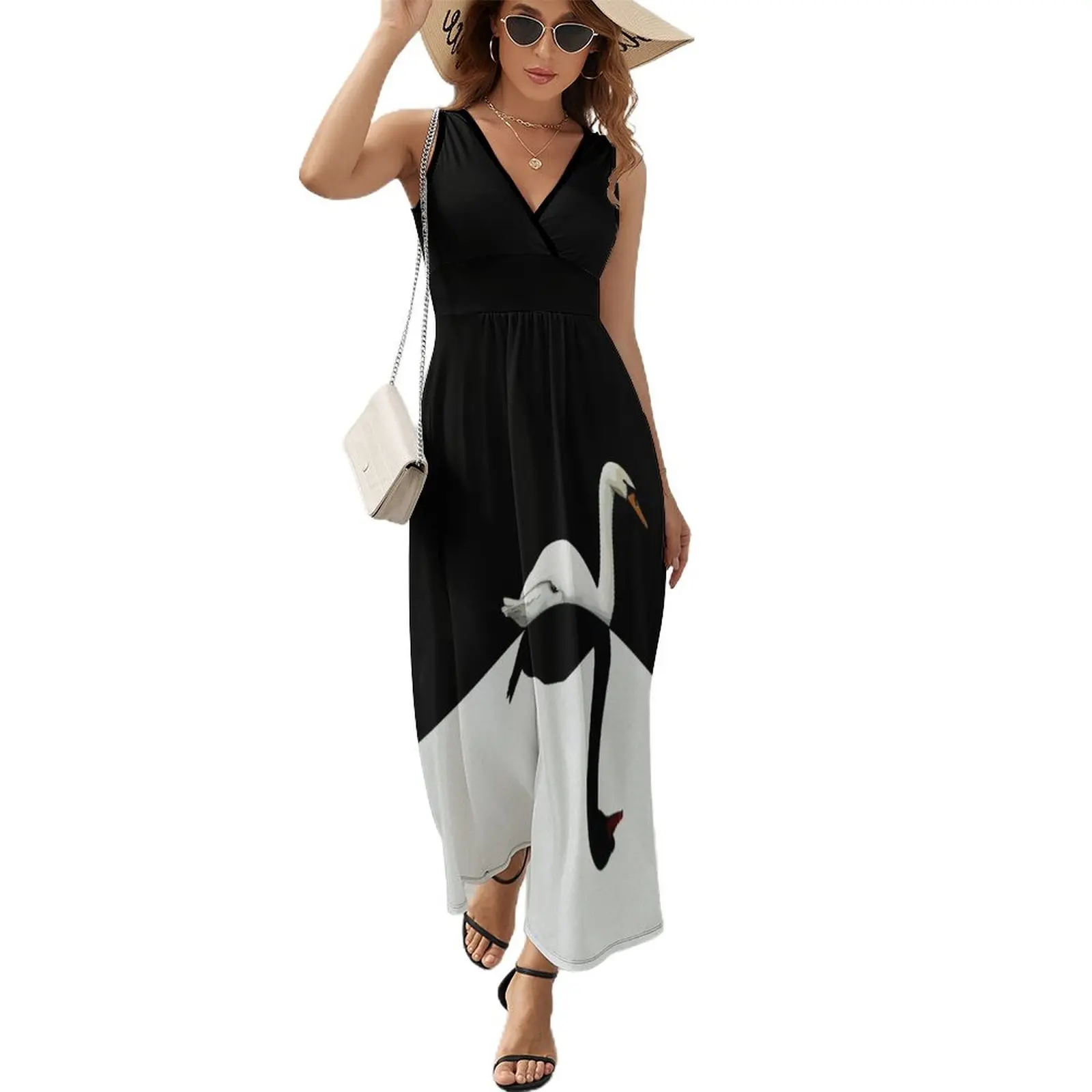 

The Zen Swans Sleeveless Dress Dress vintage Women's summer suit dresses for woman