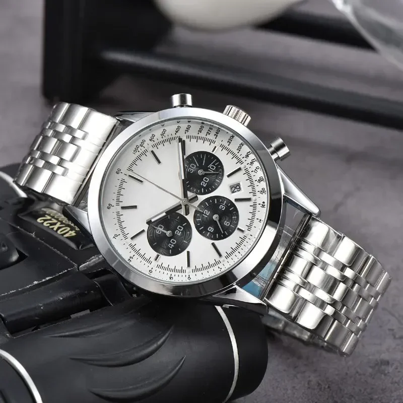 

2023 New Mens Watch Quartz Luxury Navitimer B01 Dial Brand Chronograph Belt Steel Strap High Quality WristWatch 01